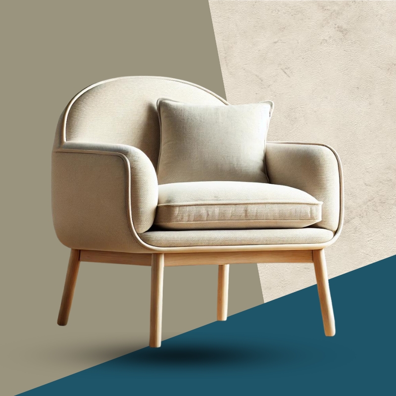 Scandinavian Biege Luxurious Accent Chair